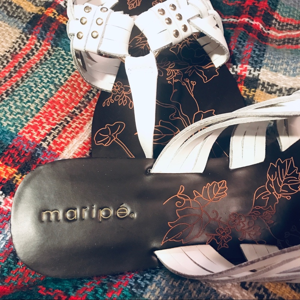 White/Brn Maripé Leather Sandals 10M NWT Chadwick - Picture 2 of 4